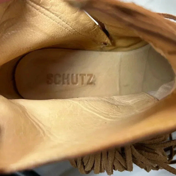Schutz Euzabia Size 7B Brown Suede Leather Tassel Fringe Boot Zip Western Boho W - Picture 7 of 10